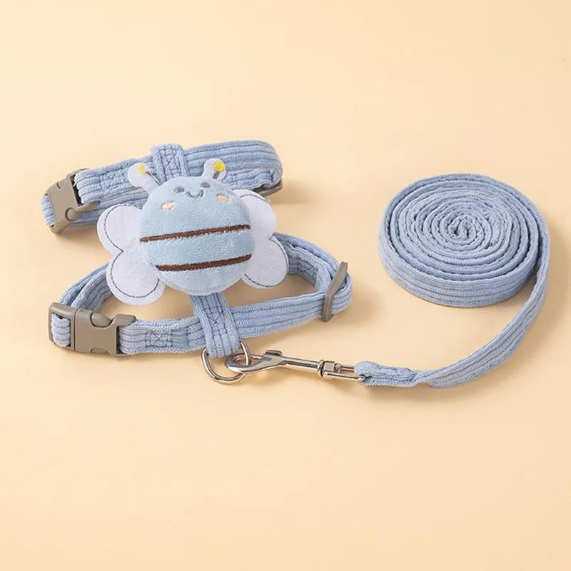 Adjustable Cartoon Bee Cat Harness with Leash