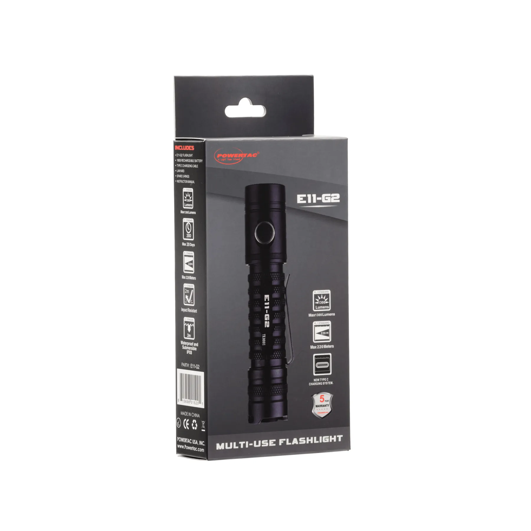 E11-G2 -1300 Lumen Rechargeable EDC Flashlight