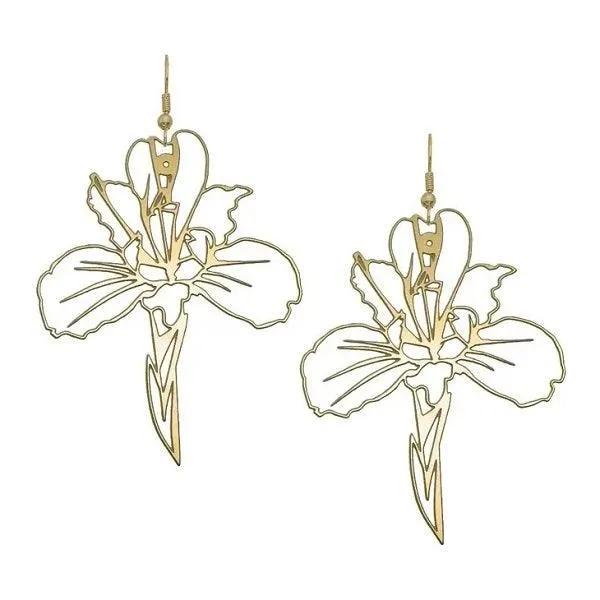 Earrings-Iris Drop - 24K Gold Plated Brass