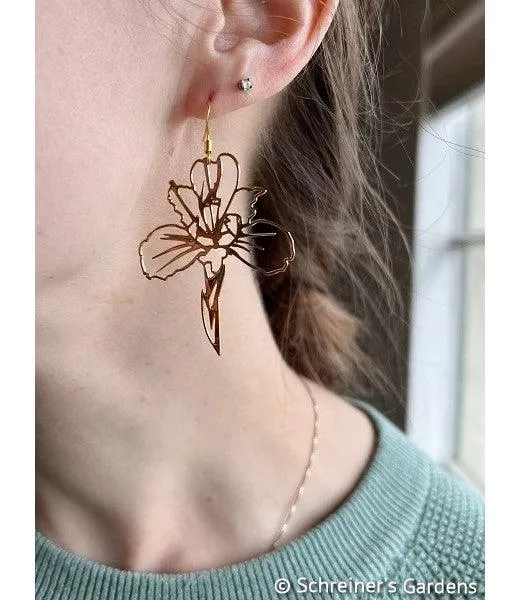 Earrings-Iris Drop - 24K Gold Plated Brass