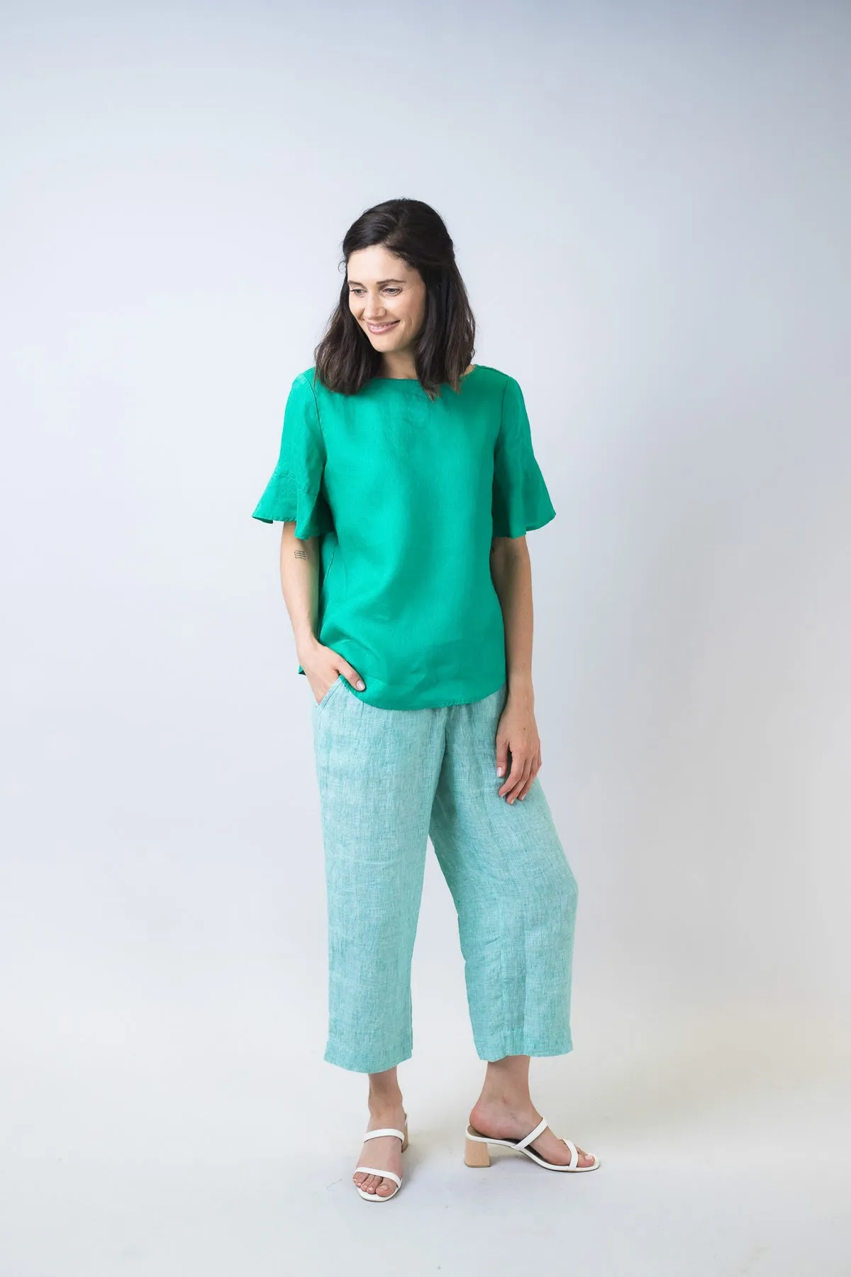 GA242 Maya Pants in Green Houndstooth