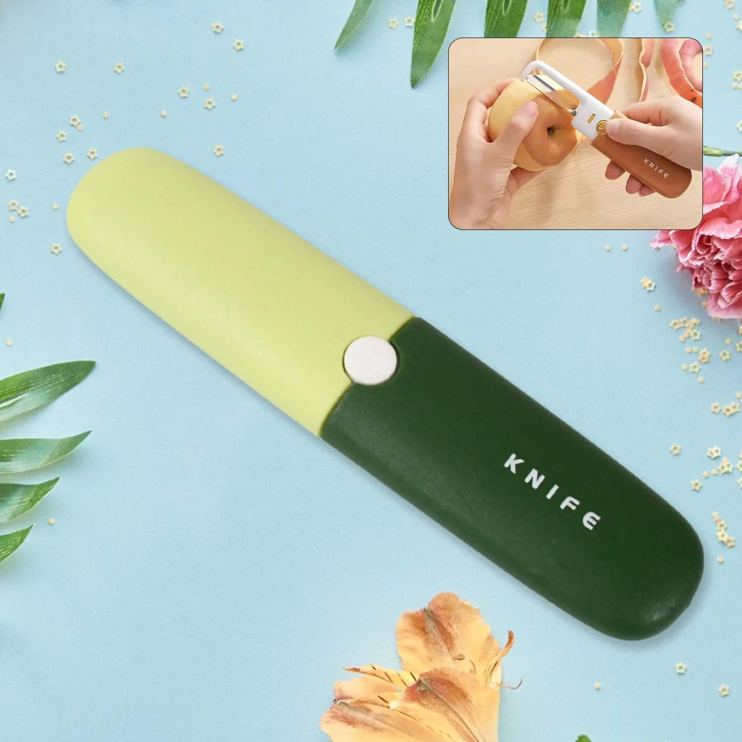 Multifunctional peeler Two in one fruit knife, fruit and vegetable cutting knife sawtooth peeler, apple, carrot, potato, fruit slice antiskid