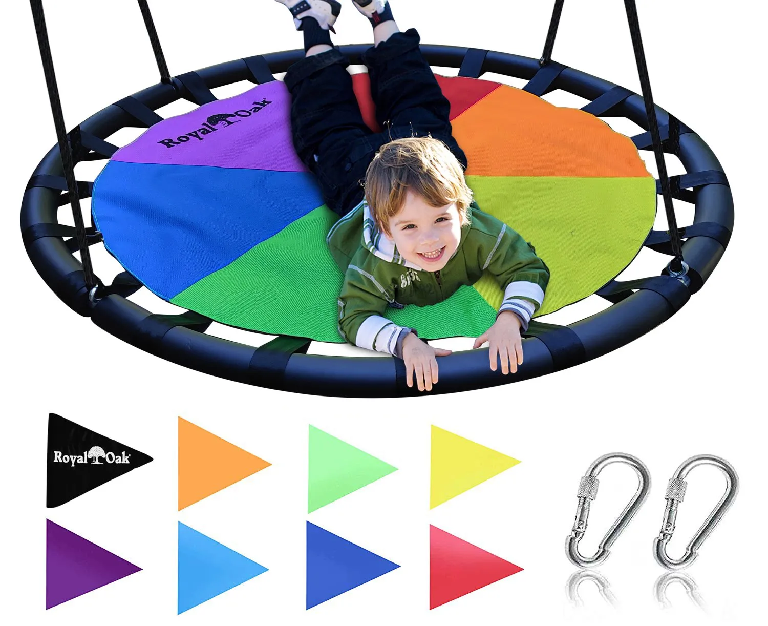 New Release! Giant Multicolored Mat Saucer Swing with Bonus Carabiners and Flags