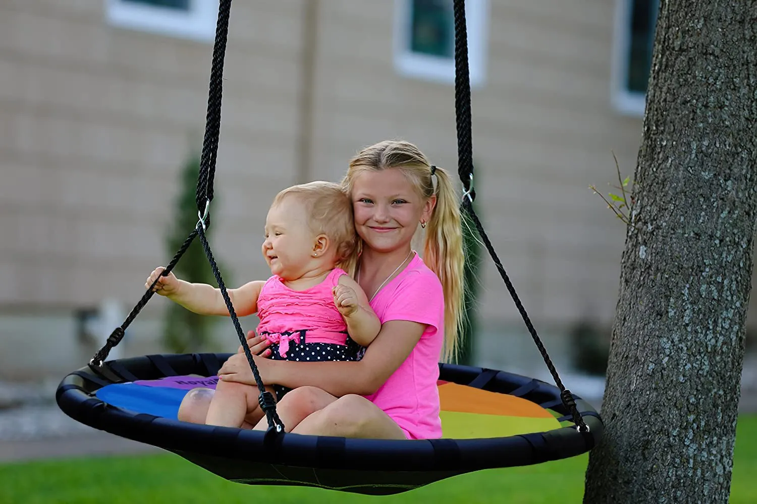 New Release! Giant Multicolored Mat Saucer Swing with Bonus Carabiners and Flags