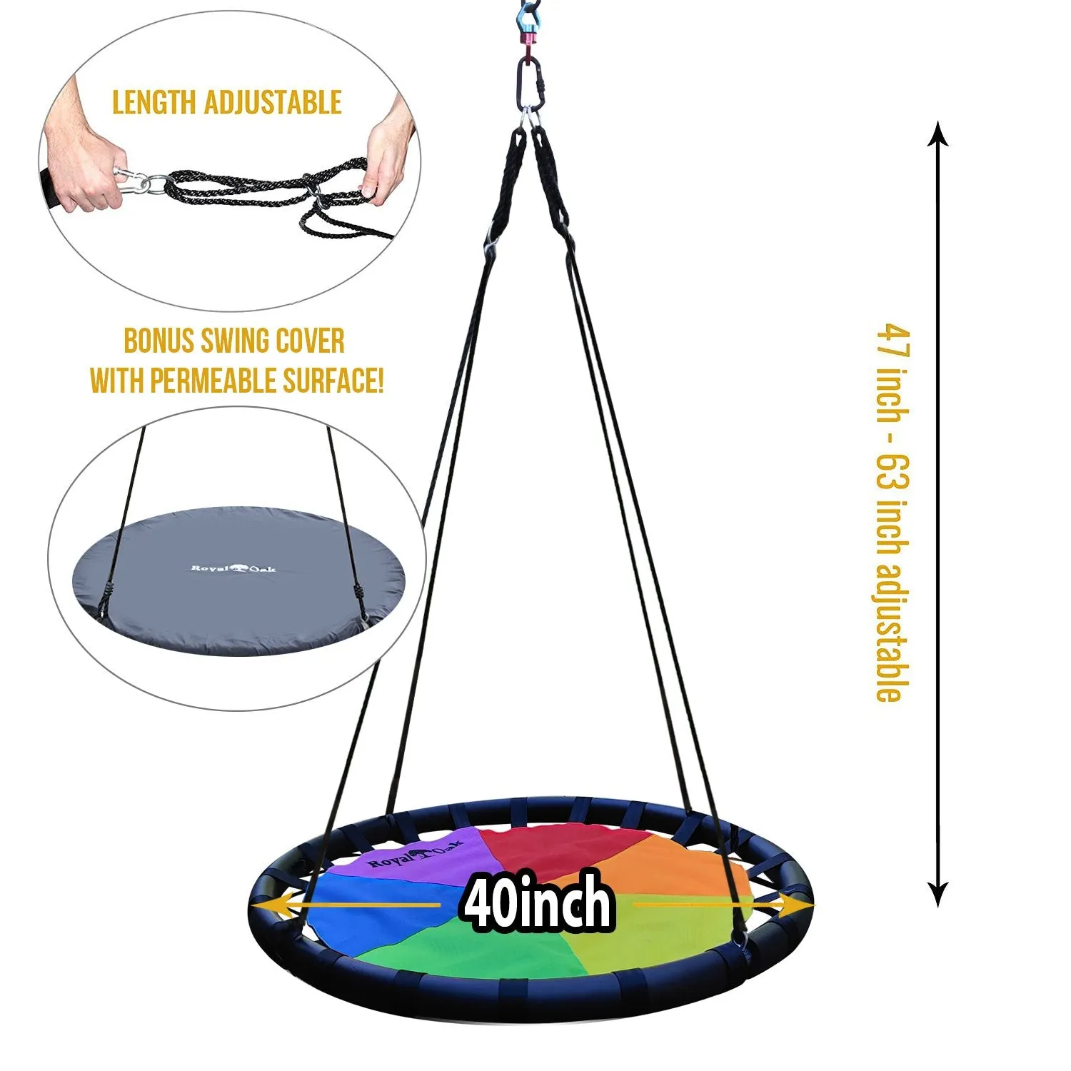 New Release! Giant Multicolored Mat Saucer Swing with Bonus Carabiners and Flags