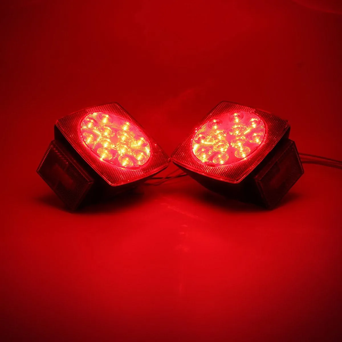 Partsam 12V Waterproof Square Led Trailer Light,Red LED Stop Turn Tail License Brake Running Light Lamp for Trailers Under 80inch Boat Trailer Truck Marine Camper RV Snowmobile,IP68,DOT Compliant