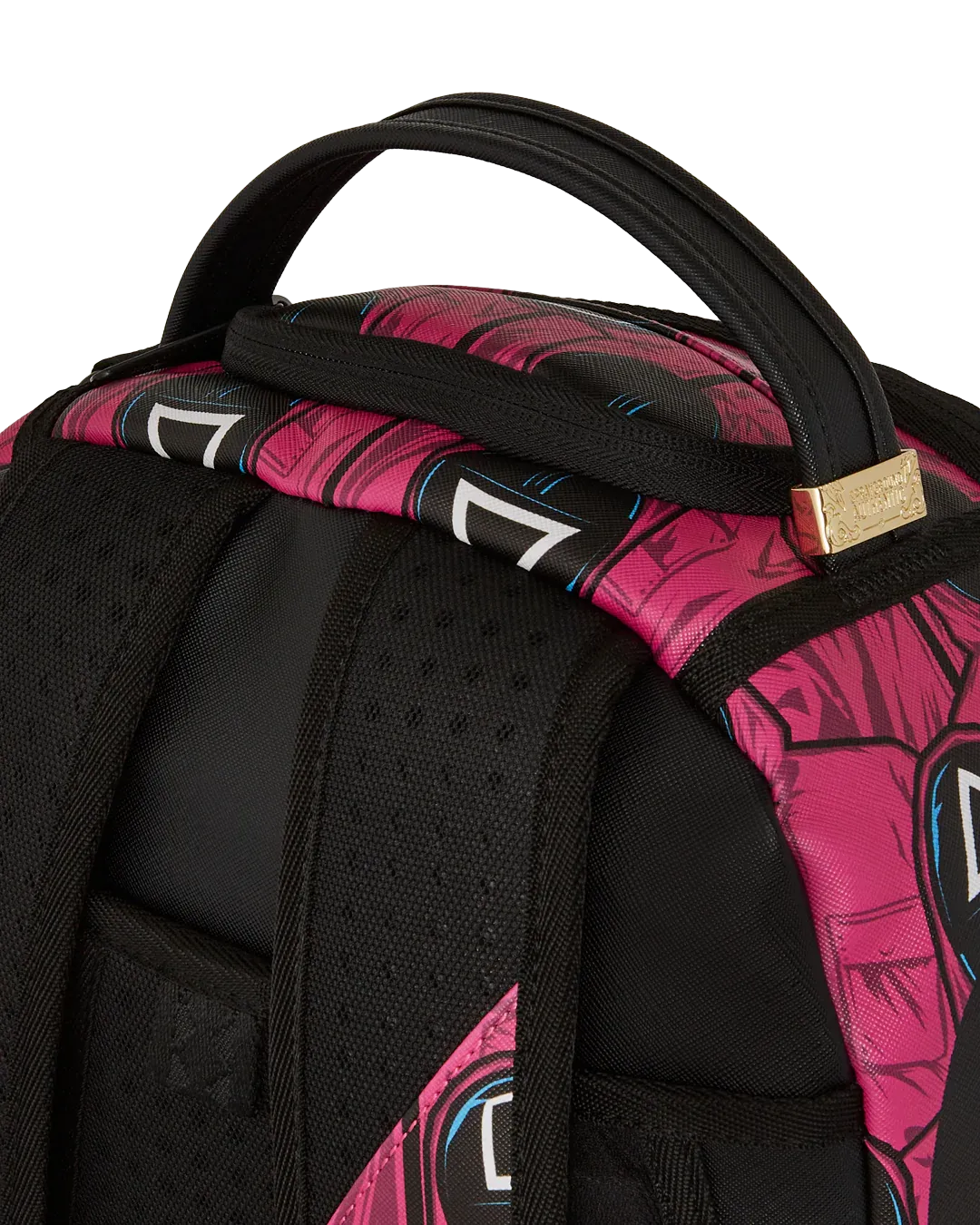 Sprayground X Squid Game Lined Up Front Man & Pink Guard Shark DLXSV Backpack