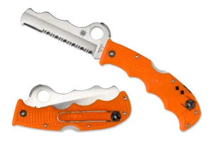 Spyderco Assist Lightweight Folding Knife Orange FRN Handles 3.68in VG-10 Serrated Steel Blade - C79PSOR