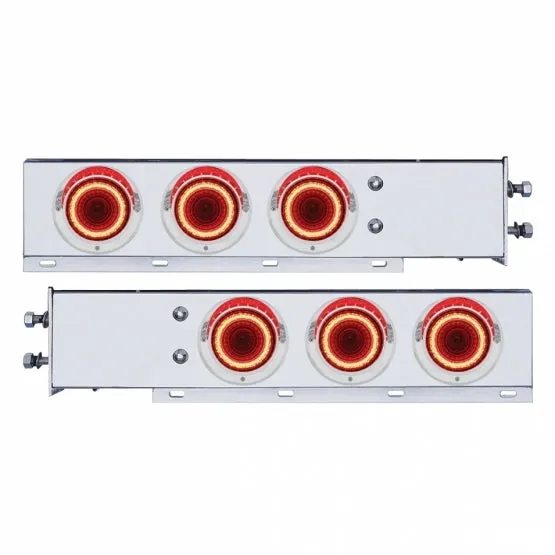 SS Spring Loaded Rear Light Bar w/Six 4" Red LED w/Red Lens "Mirage" Lights