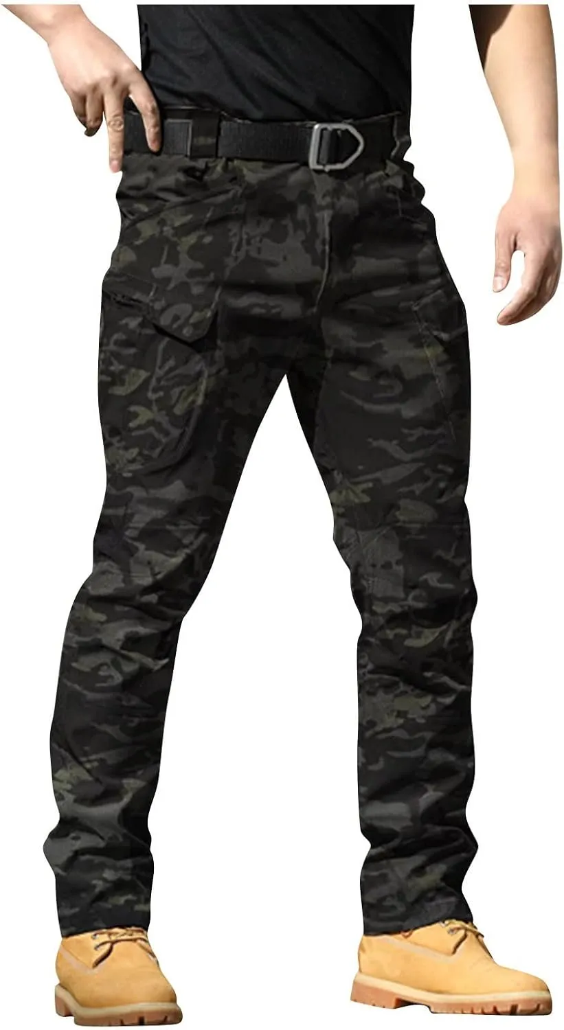 Tactical Pants for Men Slim Fit Stretch Work Pants Construction Cargo Hiking Cargo Pant Ripstop Waterproof Trousers