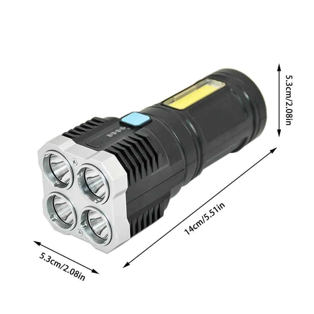Ultra Bright LED Flashlight Torch, Outdoor Camping Light with Adjustable 4 Switch Mode