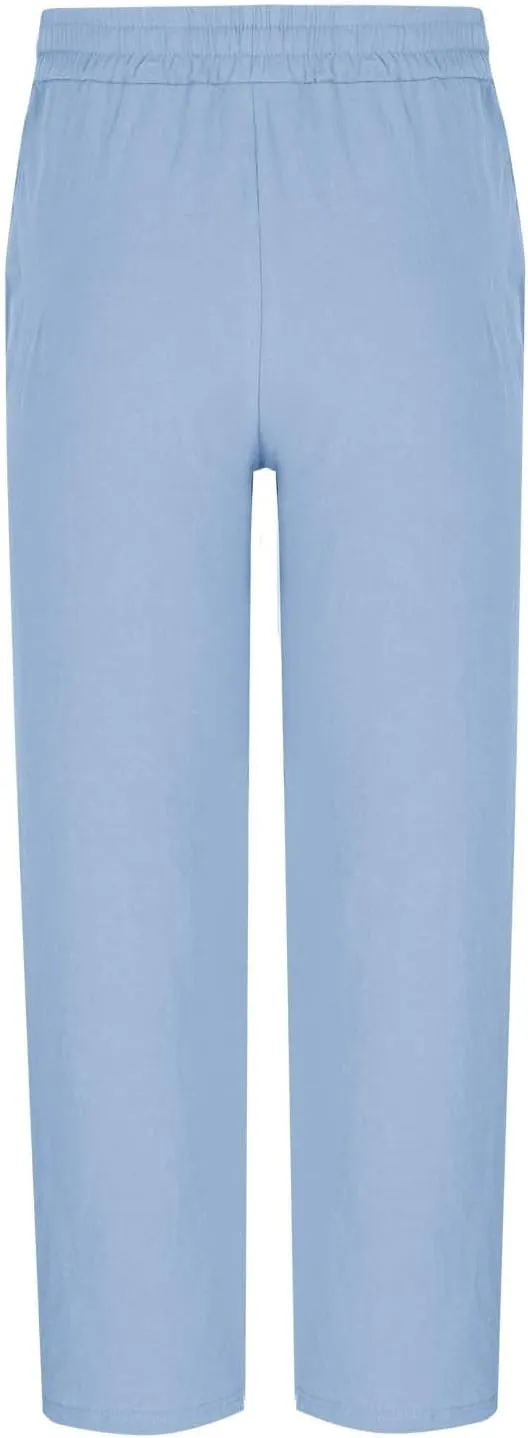 Wide Leg Linen Pants Men Summer Casual Elastic Waist Trousers with Pockets Relaxed Fit Beach Yoga Print Lounge Pants