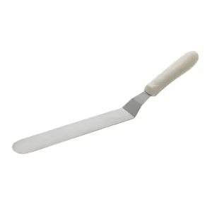 Winco TWPO-9 9-1/2" Blade Offset Spatulas with Whie Ergonomic Plastic Handle